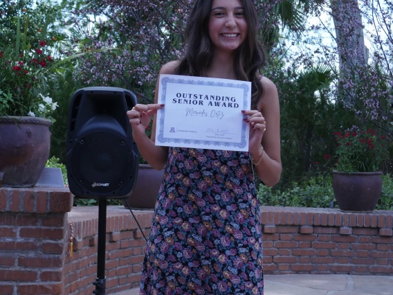 Mercedes shows her Outstanding Senior Award