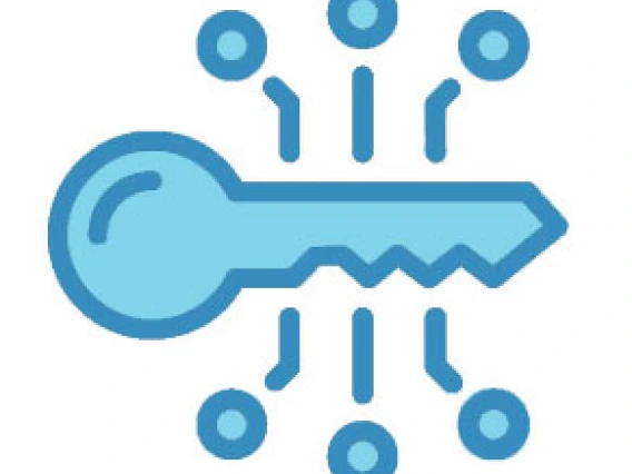 line drawing of a key with circuits going to it
