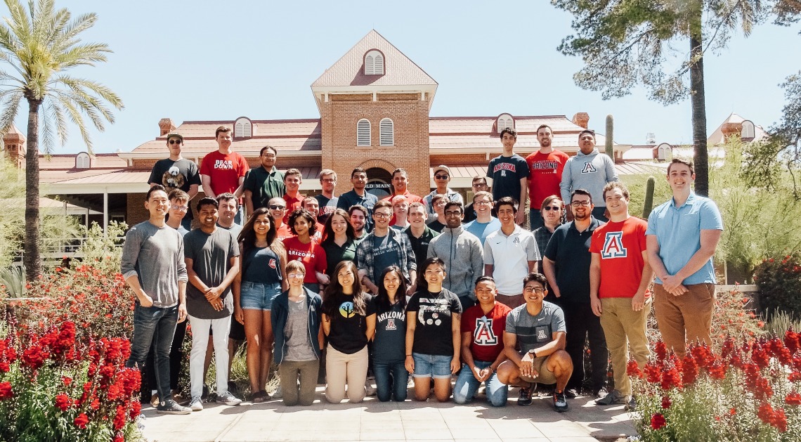 University of Arizona graduate students in front of Old Main