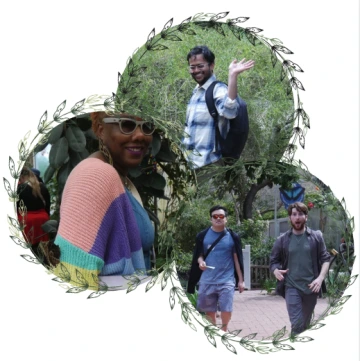 circles showing students and staff engaging with the TBG